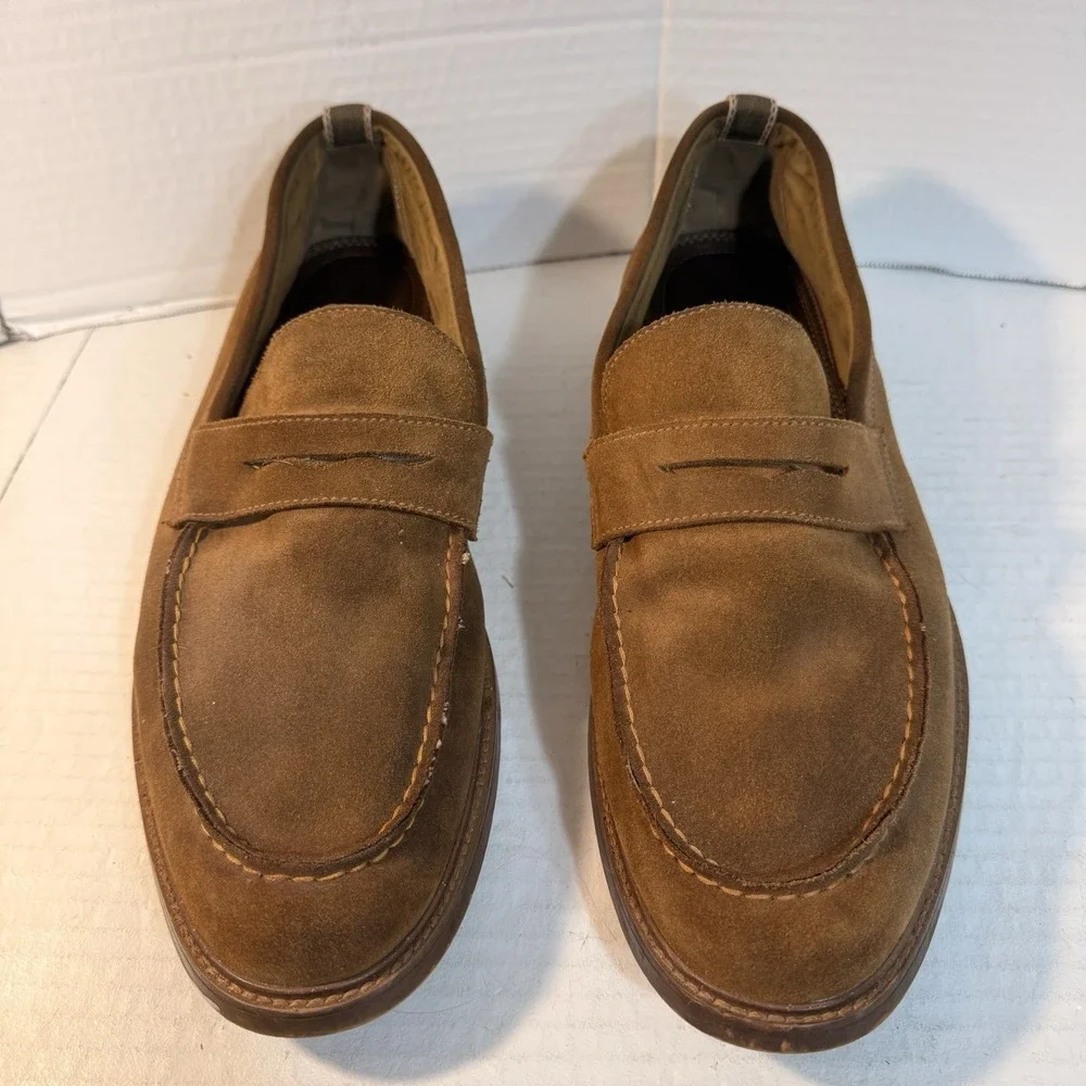Penny Loafer Suede Mens 13 Tan Tobacco Brown Leather Aldo Classic Preppy Luxury